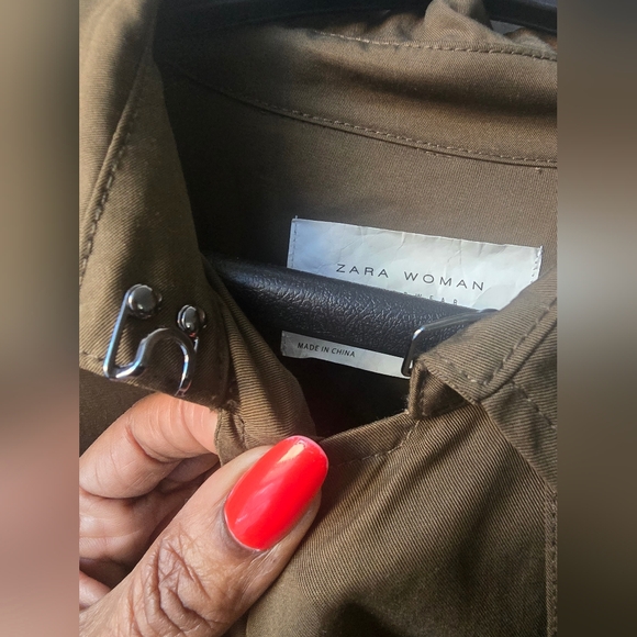 Zara Womans Outterwear oversized coat S Military Treach Olive Army Green - Picture 12 of 15